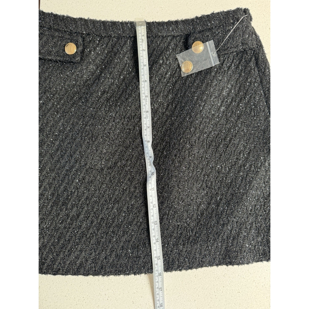 Michael Kors Black Bouclé Micro Mini Skirt Size 6 Gold Buttons NEW - Picture 4 of 7